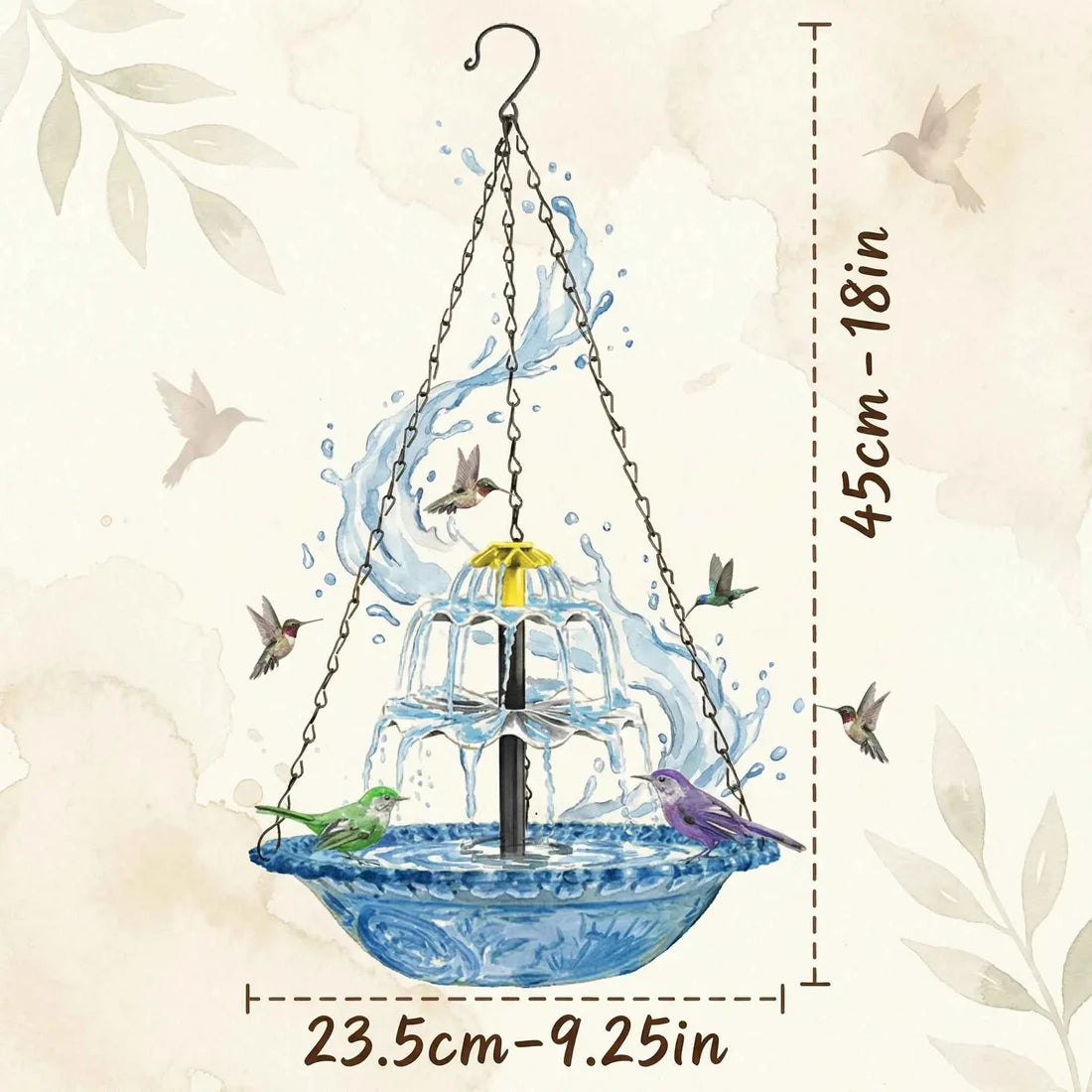 ✨2026 Spring special offer 50% off-🐦Solar Cascade Hanging Bird Bath Fountain